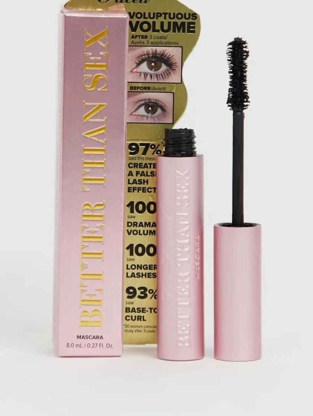 Too Faced Better Than Sex Volumizing Mascara Black .27 oz Full Size